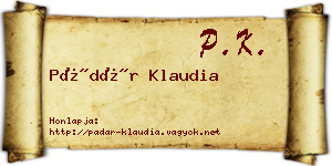 Pádár Klaudia névjegykártya