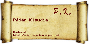 Pádár Klaudia névjegykártya
